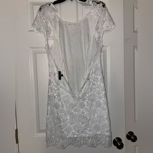Lulus Romance Language white backless lace dress